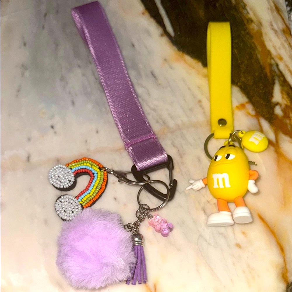 4 Pc Bag Charm Keychain Set w M&M Character